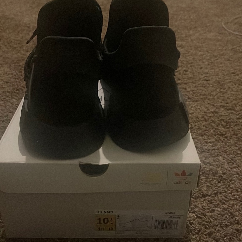 Adidas hu nmd 2020 black with white reflective laces